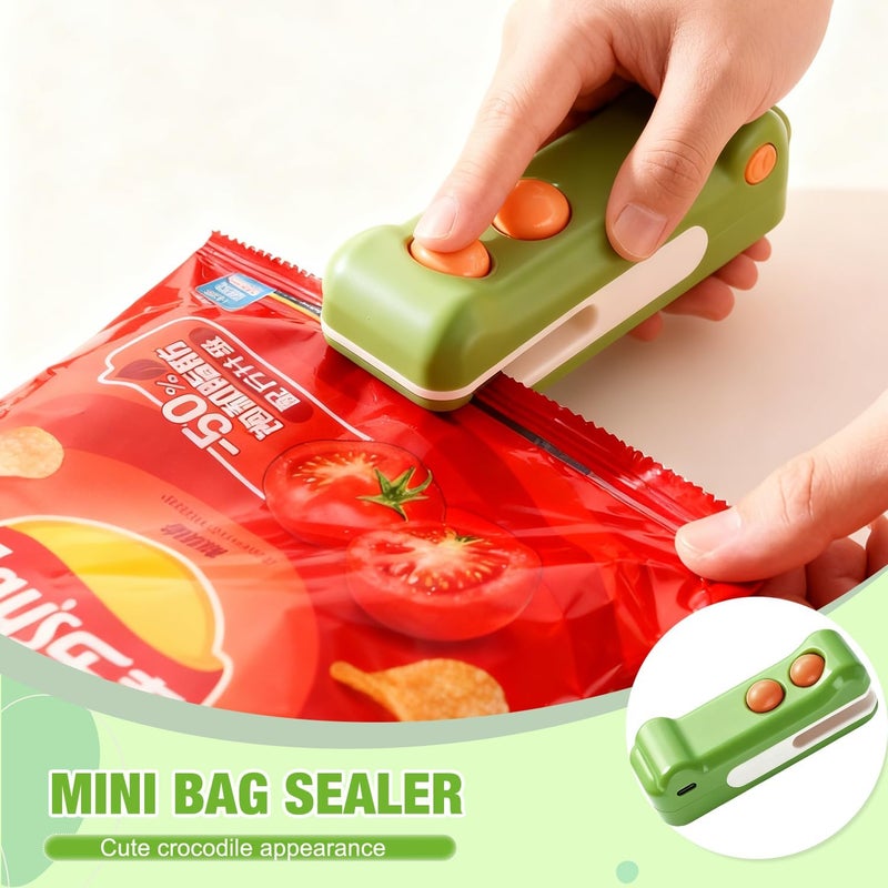 EuftEale 2-in-1 Rechargeable Mini Heat Sealer & Cutter,Mini Bag Sealer,Portable Handheld 2 in 1 Rechargeable Food Bag Sealer for Sealing and Cutting,Small Package Sealer for Chip Snack(Green) - Image 2